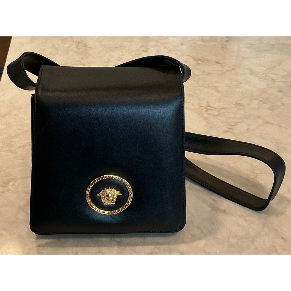Vintage Gianni Versace Medusa Black Leather Shoulder Bag‎ Authentication Papers - Picture 10 of 16